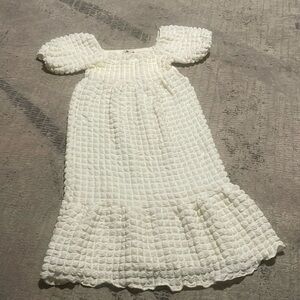 NWTs Simply Southern Cream Textured Puff Sleeve Midi Dress Sz Medium